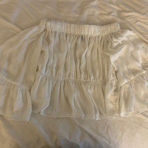 FOREVER21 SAN JOY PEARL EMBELLISHED BLOUSE SIZE S